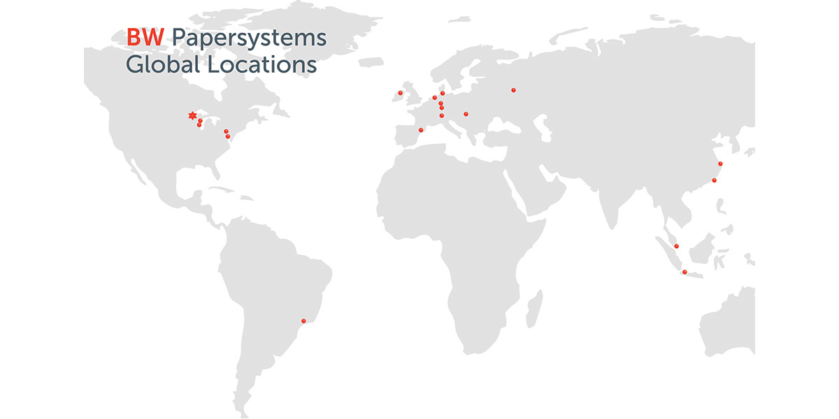 BW Papersystems global locations worldmap in 2018