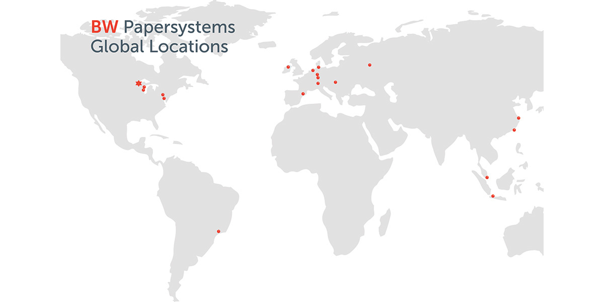BW Papersystems global locations worldmap in 2018 BW Papersystems global locations worldmap in 2018